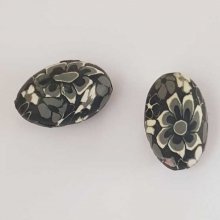 Perle Ovale pâte polymère 19 x 29 mm Fleur N°01