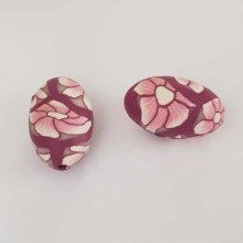 Perle Ovale pâte polymère 19 x 29 mm Fleur N°05