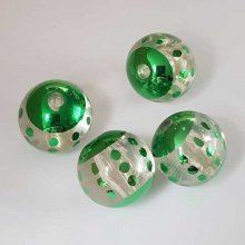 Perle ronde plastique fantaisie vert 18 mm N°02