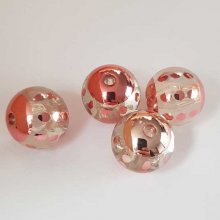 Perle ronde plastique fantaisie rouge 18 mm N°04