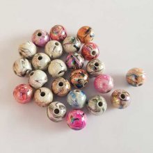 Perle ronde plastique fantaisie Lot 24 pièces 12 mm N°01
