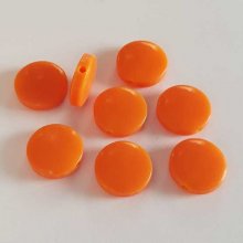 Perle plate plastique rond orange 15 mm N°01