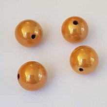 Perle ronde plastique brillante marron beige 12 mm N°002