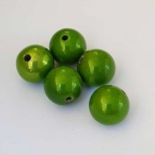 Perle ronde plastique brillante vert 12 mm N°003