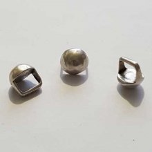 Perle passant demi boule pour cuir épais régaliz 10 mm Argent N°02