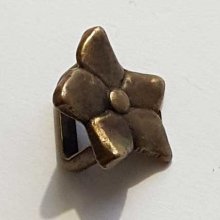 Perle passant fleur pour cuir épais régaliz 10 mm Bronze N°03
