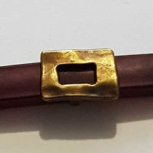Perle passant rectangle pour cuir épais régaliz 10 mm Bronze N°08