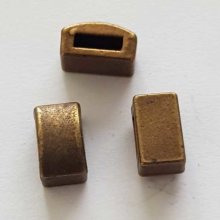 Perle passant rectangle pour cuir 06 mm Bronze N°02