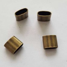 Perle passant rectangle pour cuir 06 mm Bronze N°06
