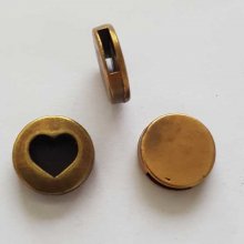 Perle passant pour cuir 10 mm Bronze N°11