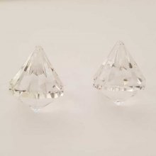 Perle acrylique Diamant transparent 38 x 31 mm