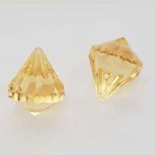 Perle acrylique Diamant transparent 38 x 31 mm Jaune