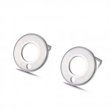 Support Boucle d'oreille puce ronde 10 mm en acier inoxydable N°04-02 Argent