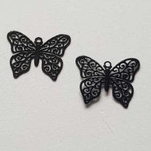 Breloque papillon N°19 Noir 13 x 16 mm