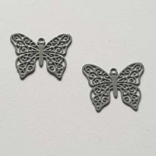 Breloque papillon N°19 Gris 13 x 16 mm