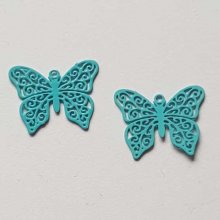Breloque papillon N°19 Bleu 13 x 16 mm