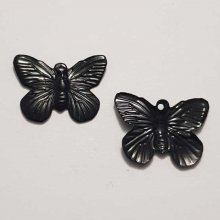 Breloque papillon N°25 Noir 18 x 14 mm