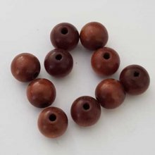 10 Perles Bois ronde 10 mm Marron N°02