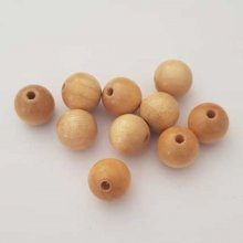 10 Perles Bois ronde 12 mm Beige N°01