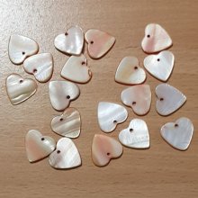10 Perles breloques Pendentifs Nacres Cœur 17mm Rose