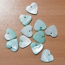 10 Perles breloques Pendentifs Nacres Cœur 17mm Vert