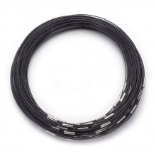 1 collier tour de cou fil câblé rigide noir fermoir aimanté N°03
