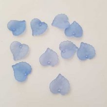 5 breloques feuilles bleu clair en acrylique translucide 15 x 14 mm