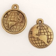 Breloque Médaille Mappemonde 17 mm Bronze-11