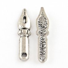 Breloque plume stylo école métal Argenté