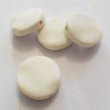Galet plat résine rond 40 x 10 mm effet cuir Blanc