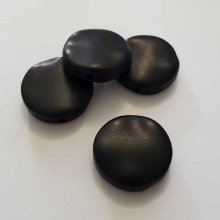 Galet plat résine rond 40 x 10 mm effet cuir Noir