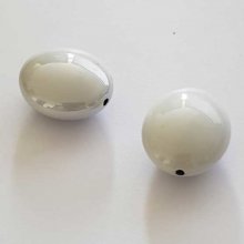 Perle Brillante Ovale Plate Blanc 23 mm