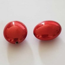 Perle Brillante Ovale Plate Rouge 23 mm