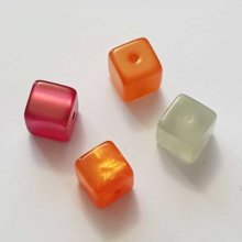 Perle Cube Polaris Brillant 10 mm Lot 4 pièces