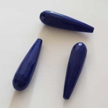 Perle Goutte Facettée Bleu Foncé 40 mm