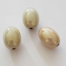 Perle Magique Ovale 2 Beige et 1 Crème 19 mm