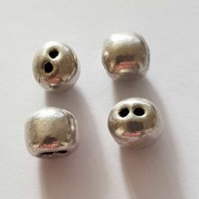 Perle ronde 2 trous en métal argenté 10 mm 05