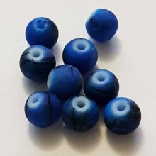Perle Ronde effet gomme tacheté 10 mm Bleu 01