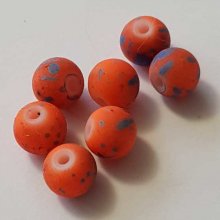 Perle Ronde effet gomme tacheté 10 mm Orange 01