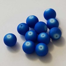 Perle Ronde effet gomme uni 10 mm Bleu 01
