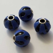 Perle ronde en cuir N°10 Bleu