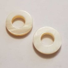 Perle rondelle plate anneau intercalaire 061 Blanc x 2 pièces
