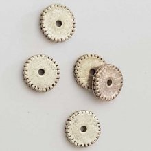 Perle rondelle plate anneau intercalaire en métal argenté 001 Argent
