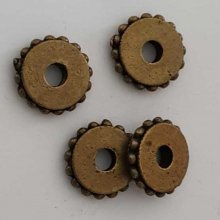 Perle rondelle plate anneau intercalaire en métal argenté 002 Bronze