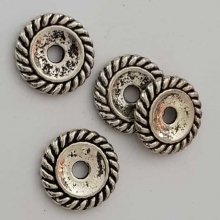 Perle rondelle plate anneau intercalaire en métal argenté 004 Argent