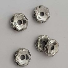 Perle rondelle plate anneau intercalaire en métal argenté 007 Argent