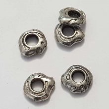 Perle rondelle plate anneau intercalaire en métal argenté 008 Argent