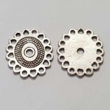 Perle rondelle plate anneau intercalaire en métal argenté 009 Argent