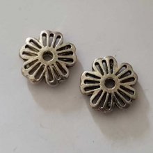 Perle rondelle plate anneau intercalaire en métal argenté 016 Argent