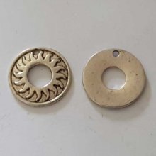 Perle rondelle plate anneau intercalaire en métal argenté 018 Argent